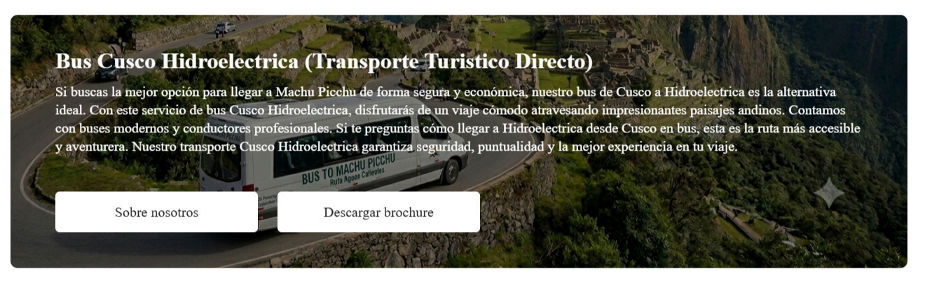 Bus turistico de InkaBusTickets.com en la ruta hacia Machu Picchu